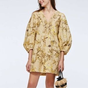 Dorothee Schumacher Floral Print Puff Sleeves Mini Dress Size 1